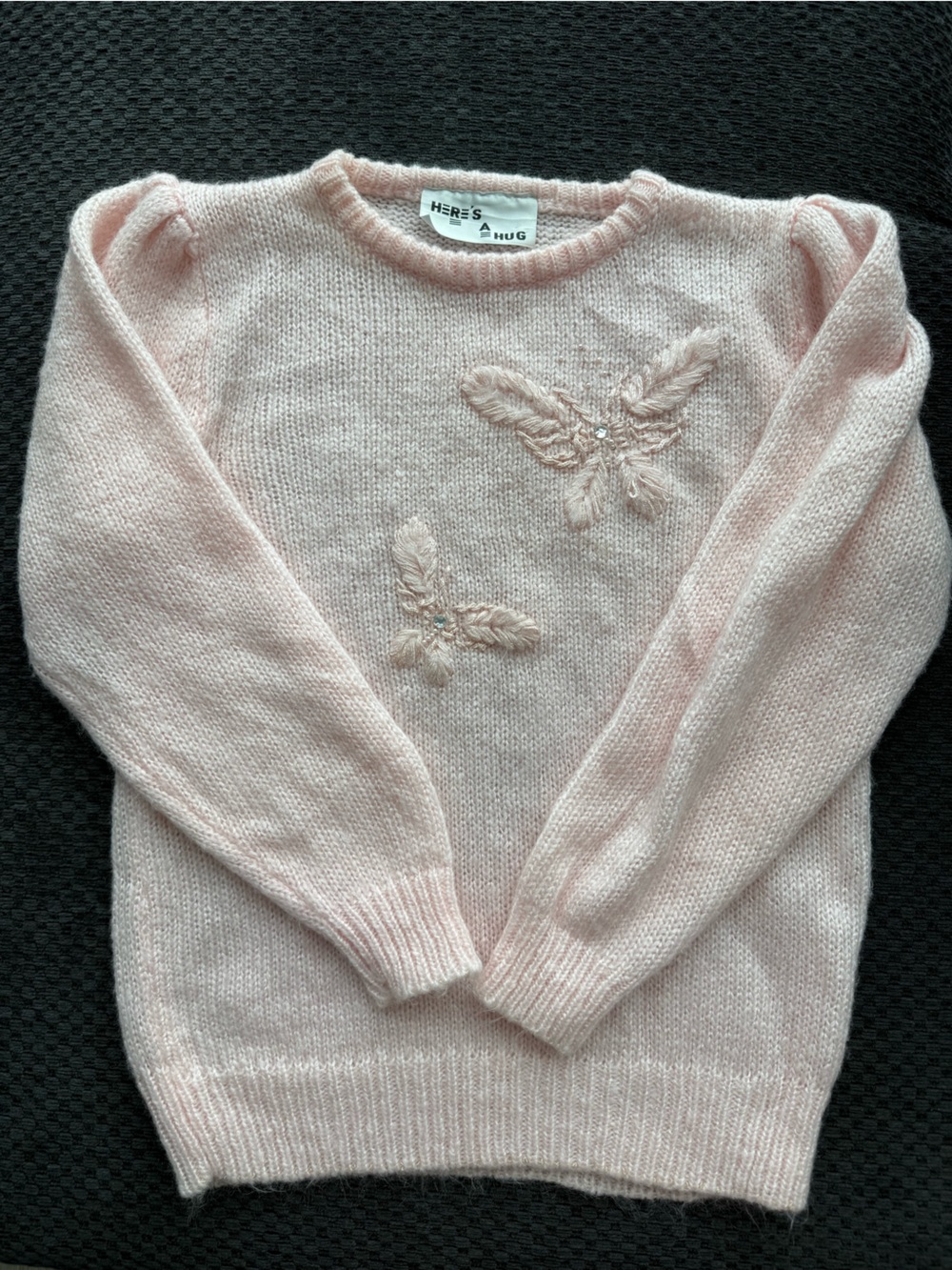 Women's Pink Knit Sweater with Embroidered Detail